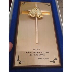 Religious Wedding Bells Cross Desk Table Decor. No id markings for gold/silv